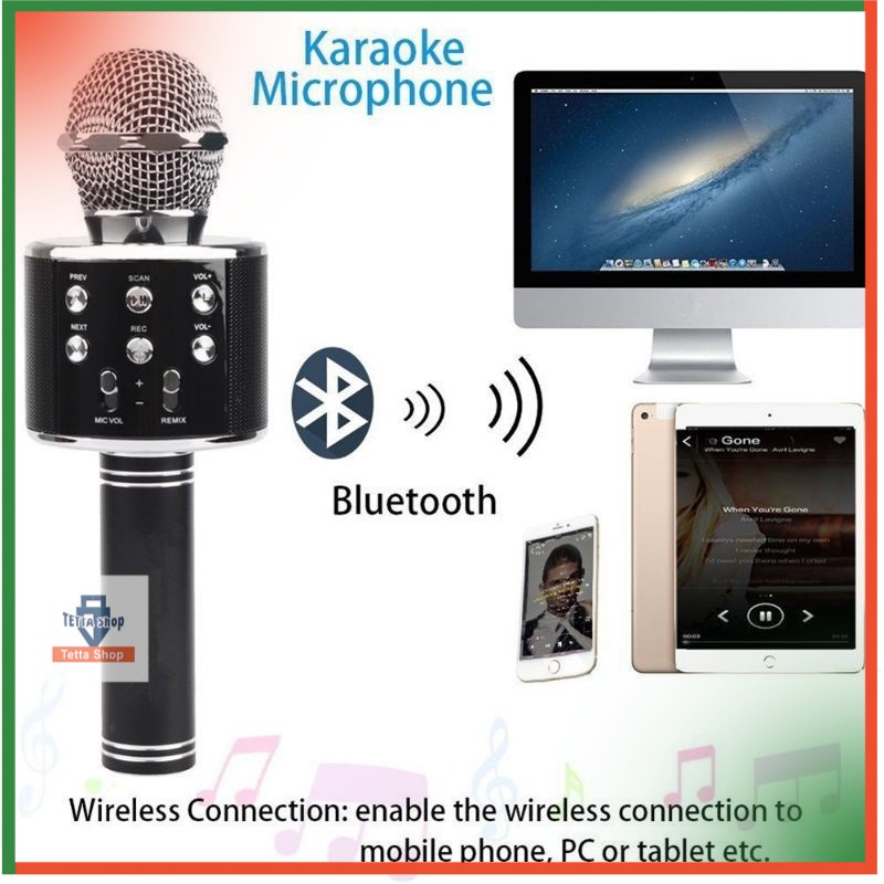 Mic Karaoke Bluetooth Ws 858 Microfon Original ws858 Wireless Portable ws-858 Smule Banyak Warna dan Mode Suara dapat diatur dan disesuaikan