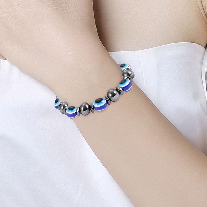 SIY  Magnetic Bracelet Blue Evil Eye Hematite Stone Therapy Health Care Bangle Unisex