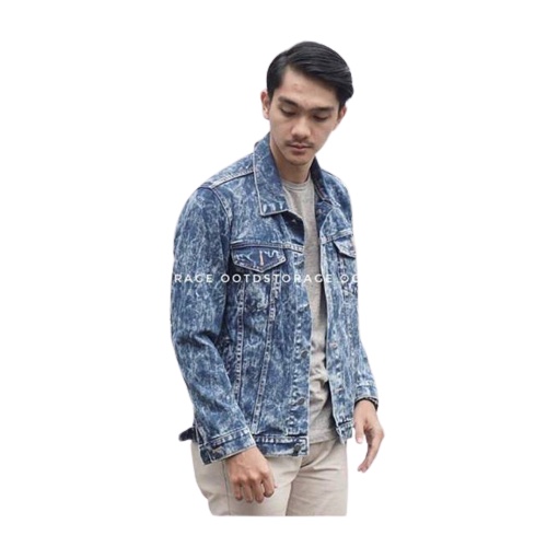 Jaket Jeans Sandwash Blue Denim Jeans Premium Jumbo