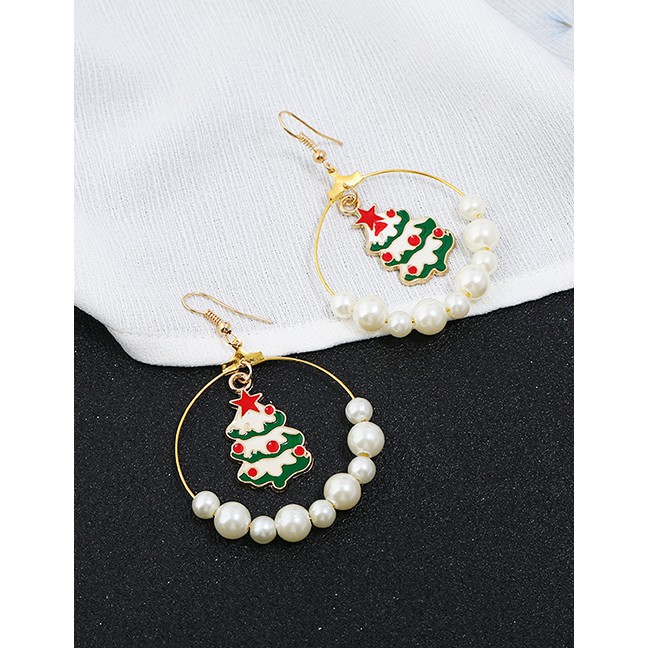 LRC Anting Gantung Fashion Color Snowman Elk Earrings D22061