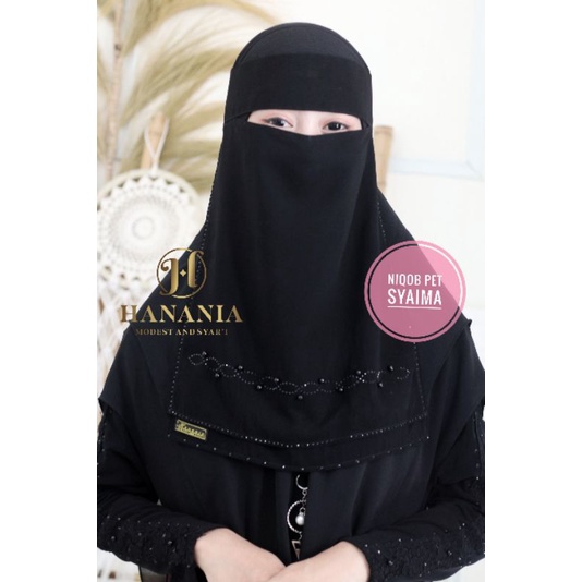 Niqob bandana 2 layer Mote manik/cadar sifon silk/cadar tali bandana by hanania