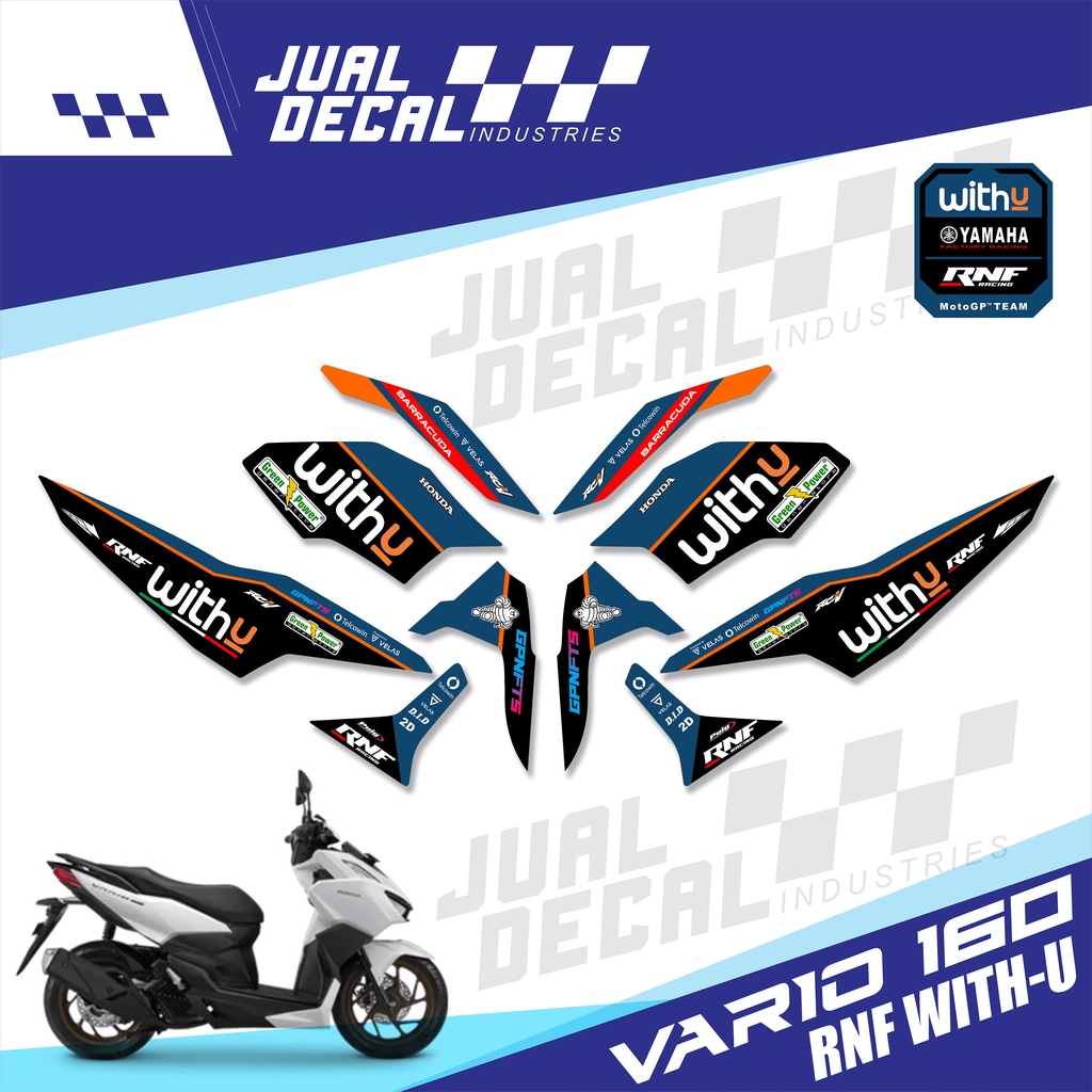 Stiker Vario 160 2022 RNF WITH-U Sticker Striping Variasi Honda Semi Full Sticker Click WithU Yamaha
