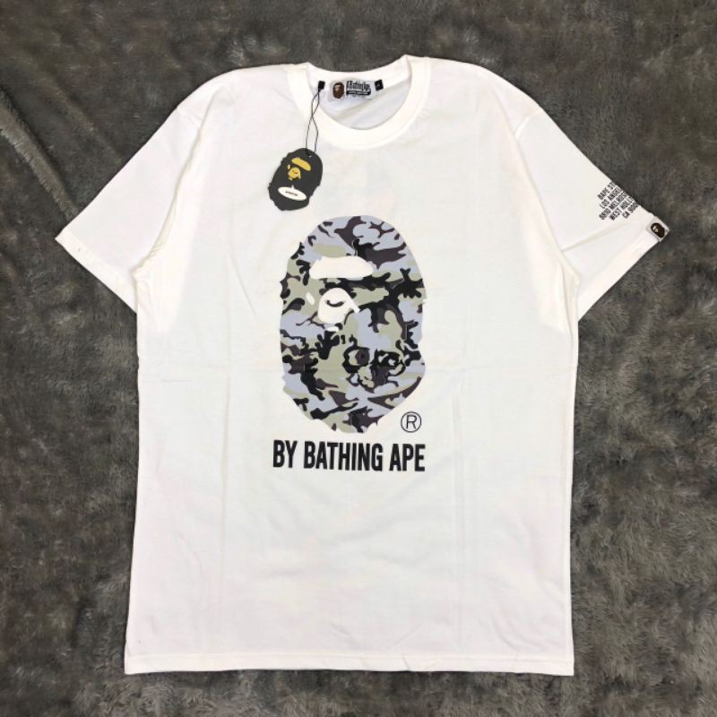 TSHIRT KAOS BAJU A BATHINGBAPE BAPE X MASTERMIND SKULL CAMO WHITE LIKE ORI