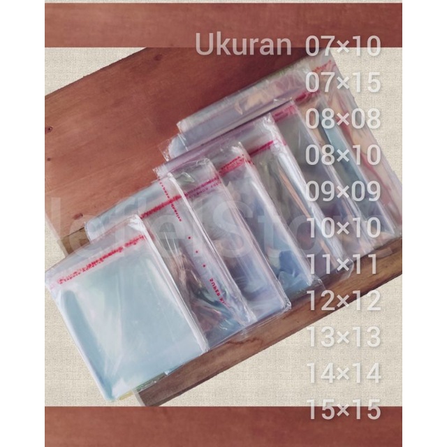 

PLASTIK OPP, bungkus roti/kue, aksesoris, souvenir dll, 100lembar, 7×10 7×15 8×8 8×10 9×9 10×10 11×11 12×12 13×13 14×14 15×15