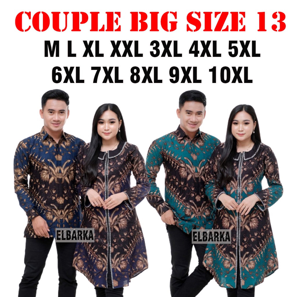 Couple Big Size 13 - Baju Pria Wanita Jumbo- Tunik Batik & Kemeja Batik Lengan Panjang - UK. M L XL 