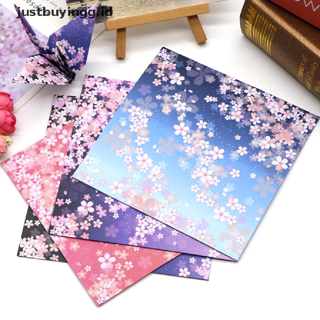 (Justbuyingg.Id) 60 / 65pcs Kertas Origami Lipat Dua Sisi Motif Bintang / Bunga Untuk Craft Diy