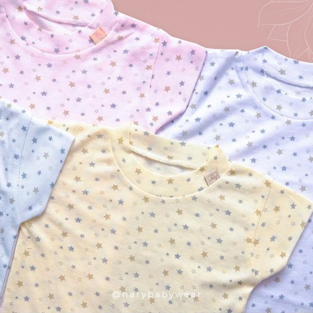 Nary Oblong Bayi Tipis Tangan Pendek Motif Star Putih &amp; Warna Series