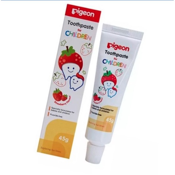 PIGEON Toothpaste Strawberry Pasta Gigi Bayi Strawberry 45gr Pasta Gigi Bayi Anak Aman Tertelan