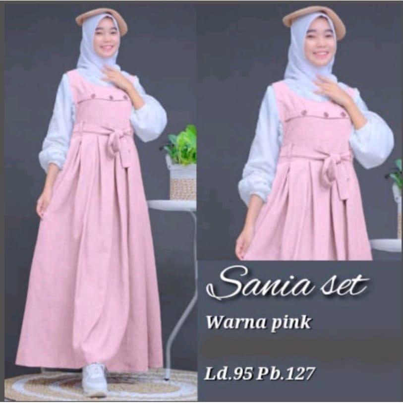 (COD) Sania set Dress Baju Gamis Syari Muslim Remaja Wanita Perempuan// dress gamis anak Remaja tang