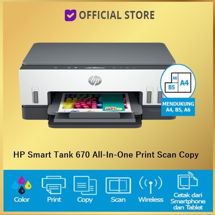 Printer HP Smart tank 670 all-in-one print Scan Copy SmartTank