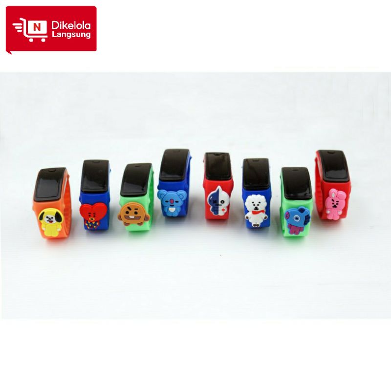 JAM TANGAN ANAK WANITA PRIA BTS BT21 RUBBER DIGITAL LED WATCH MURAH