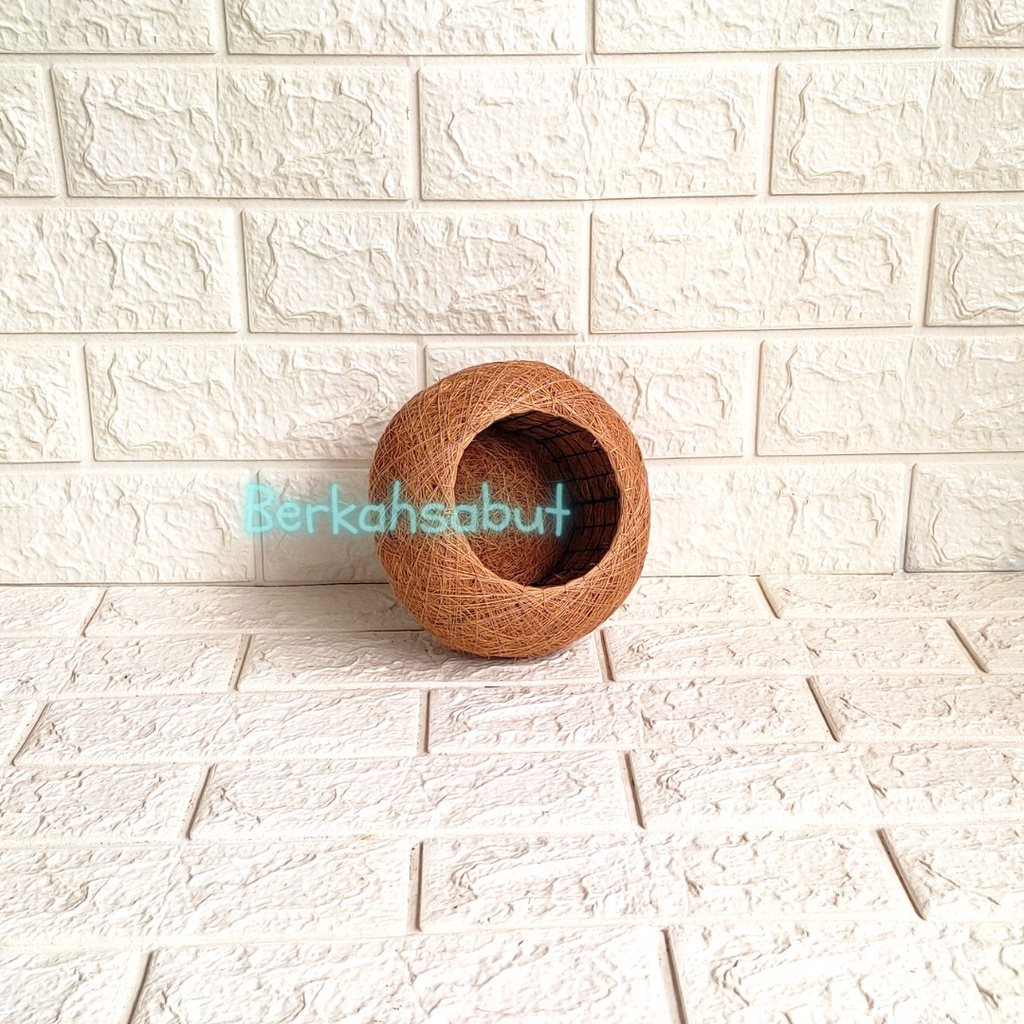 VAS BUNGA KOKEDAMA BESAR D.20CM / POT BUNGA HIASAN MEJA KANTOR SABUT