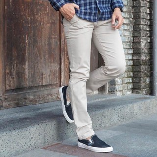 Lesta Langgeng Celana Formal Pria Slimfit Bahan Kain Drill Warna Abu - Abu Hitam Coklat Krem Polos Panjang 27-36