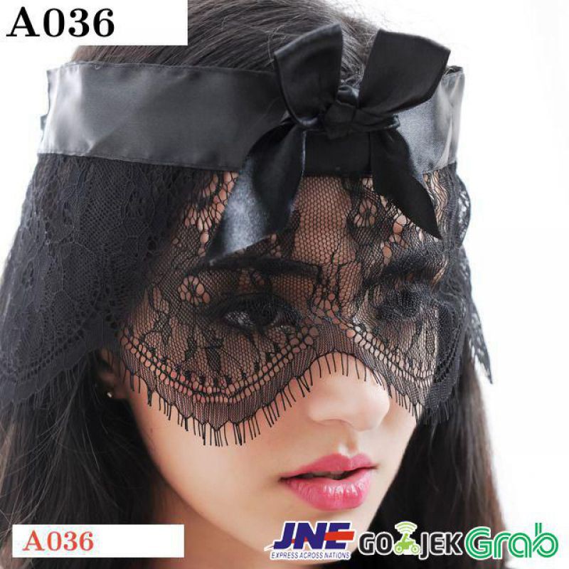 Mask Topeng Penutup Mata Hitam Transparan, Pita, Ikat Belakang