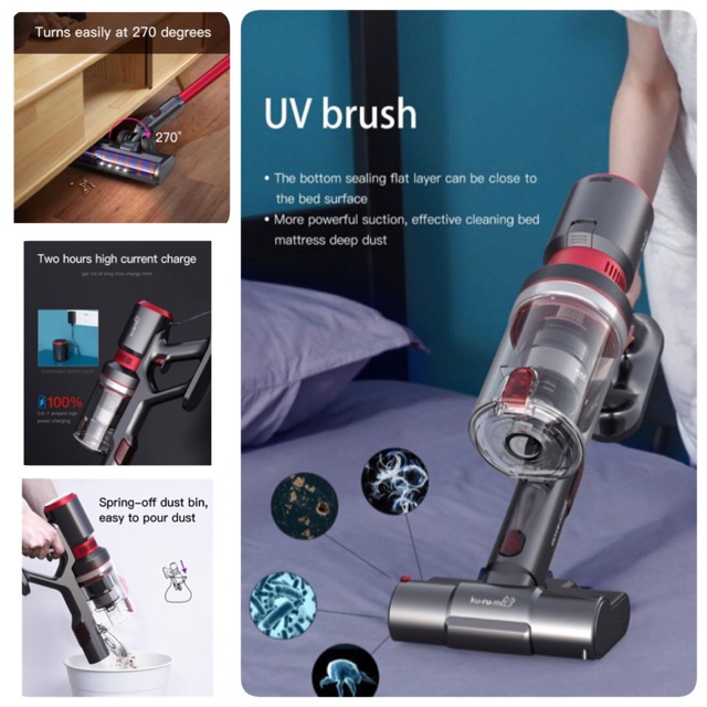 NEW PRODUCT !! KURUMI KV 06 Powerful Cordless Stick Vacuum Cleaner with UV + Mop Brush (Kurumi kv06)