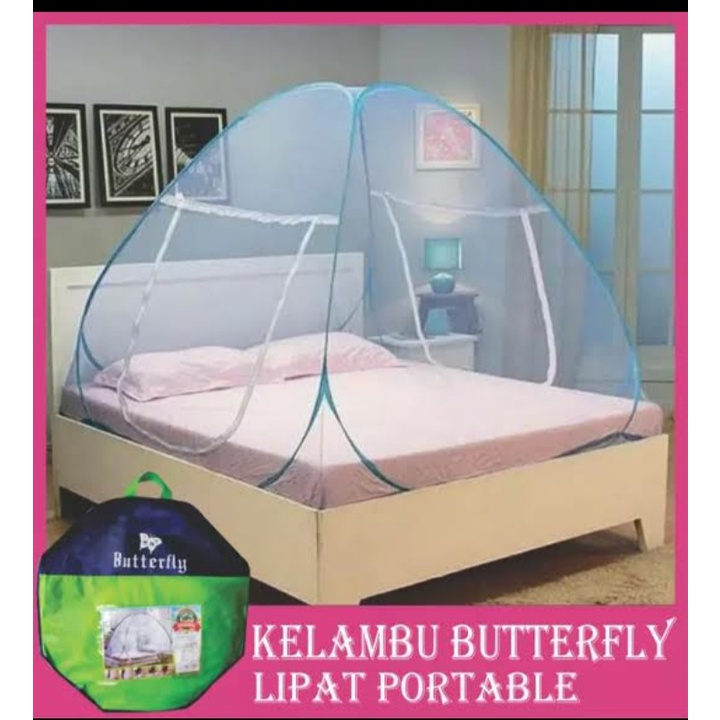 KLAMBU TEMPAT TIDUR KAMAR JUMBO UKURAN 180 X 200 LIPAT PORTABLE BUTTERFLY ORIGINAL