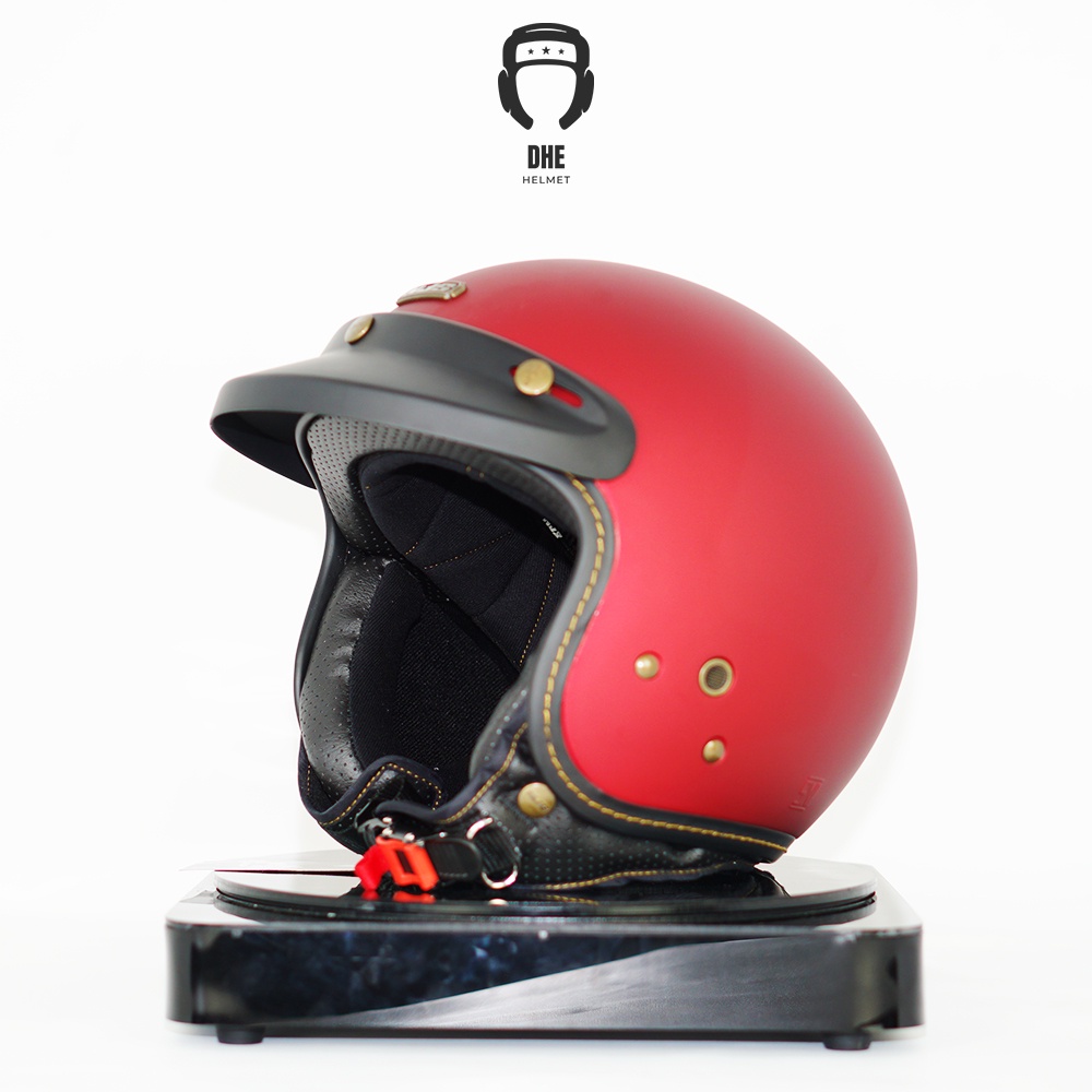 HELM NJS NR-80S Retro SOLID ORIGINAL PREMIUM FREE PET NJS (TOPI HELM BOGO) STANDART SNI Dewasa-maron glossy
