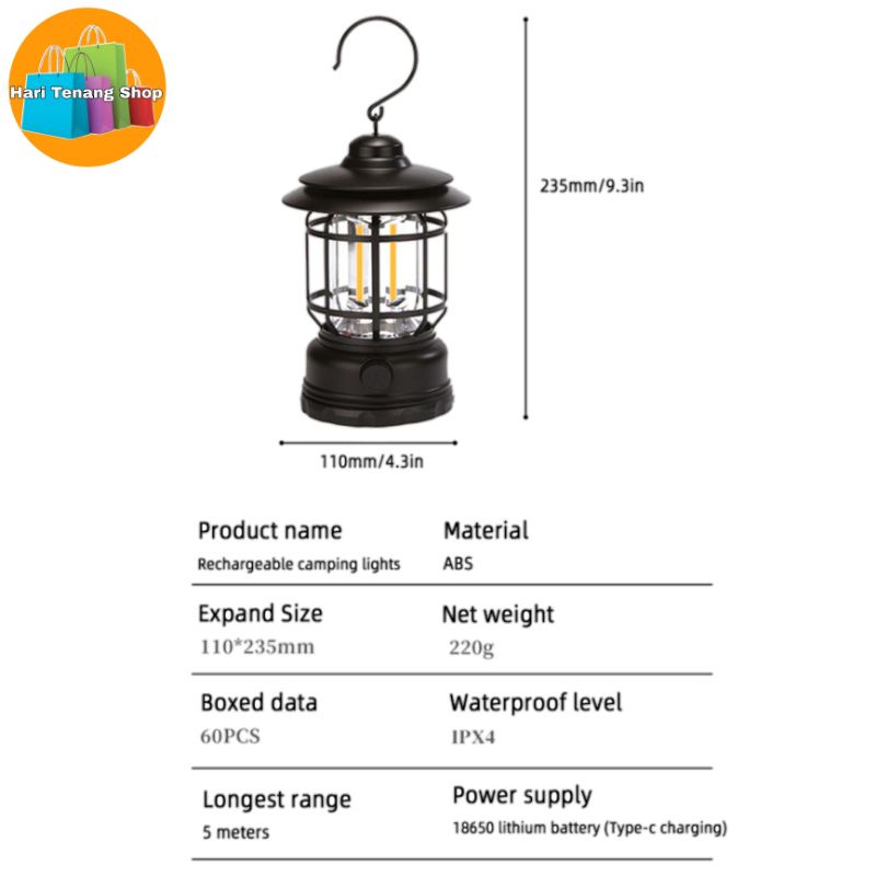 lampu camping led rechargeable/lampu tenda /lampu outdoor/ L-27