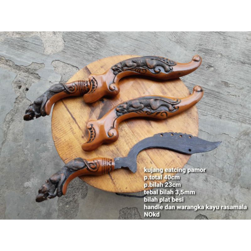 kujang pamor sepuh mipih ukir macan