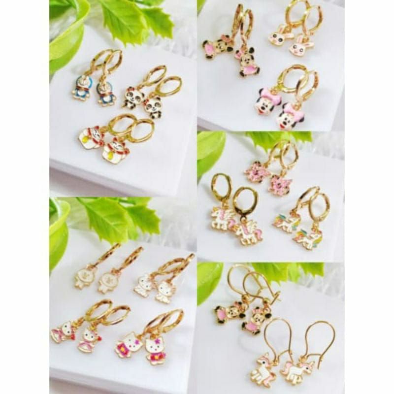 Anting Tusuk Xuping Anak Lapis Emas Anting Emas Karakter Lucu