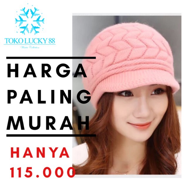 IMPORT Hat Fur Cap Topi Rajut Bulu Wool Winter Musim Dingin