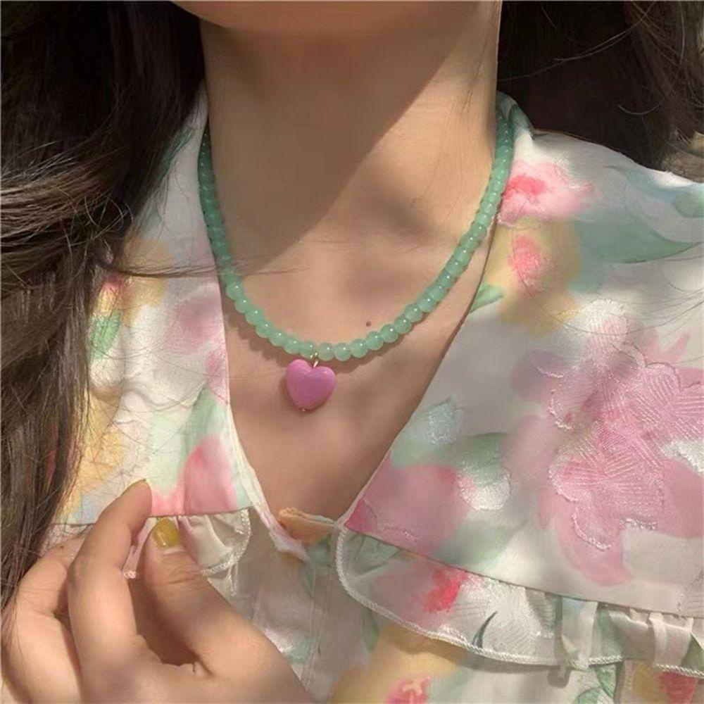 NICKOLAS1 Bohemian Kalung Fashion Gadis Mutiara Sederhana Smiley Gaya Etnik Musim Panas Manik-Manik Warna-Warni Kalung Manik Padi