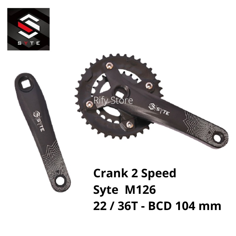 Syte Crank MTB Road Bike 2 Speed 22T 36T Alloy Crankset Double Chainring BCD 104