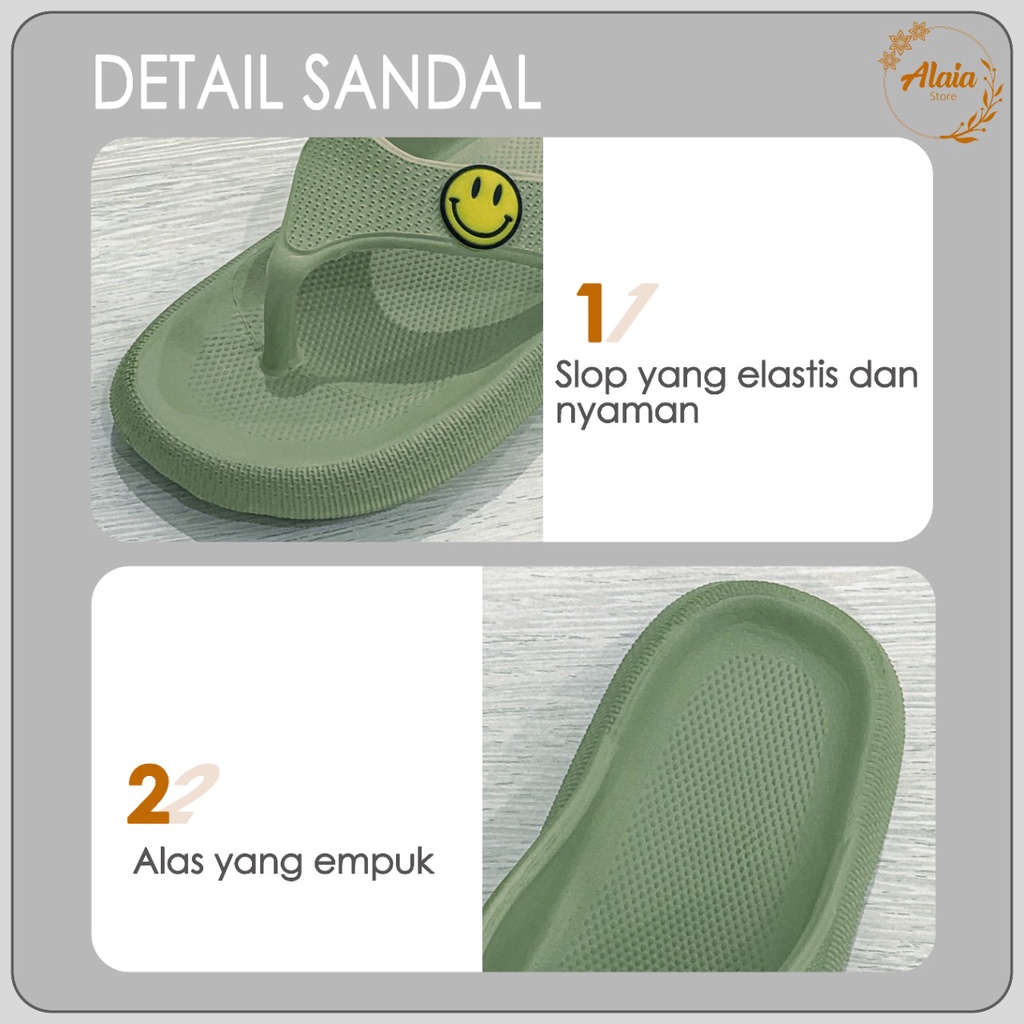 Sandal Jepit Wanita Smile Anti Slip Wonderly Sendal Cewek Karet Jelly Empuk Premium 004