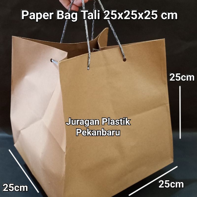 

Paper Bag + Tali 25x25x25 cm / Kantong Kertas Dus Nasi Box Pizza Hampers Kraft Polos 25 x 25 27x27 25x25
