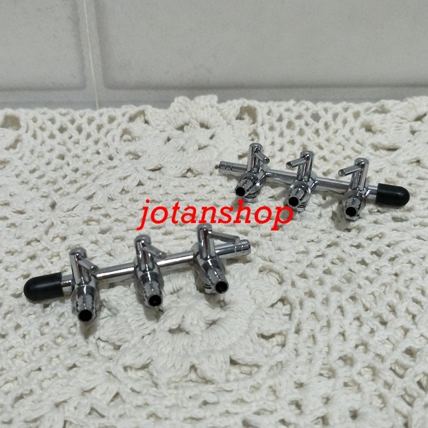 Kran Keran 3 Cabang lubang Nikel Stainless besi Pembagi Udara Aerator Aquarium