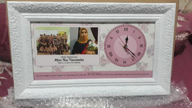 Custom Hiasan Jam Dinding Untuk Kado Atau Hadiah Shabby Chic Ungu Uk 20x40