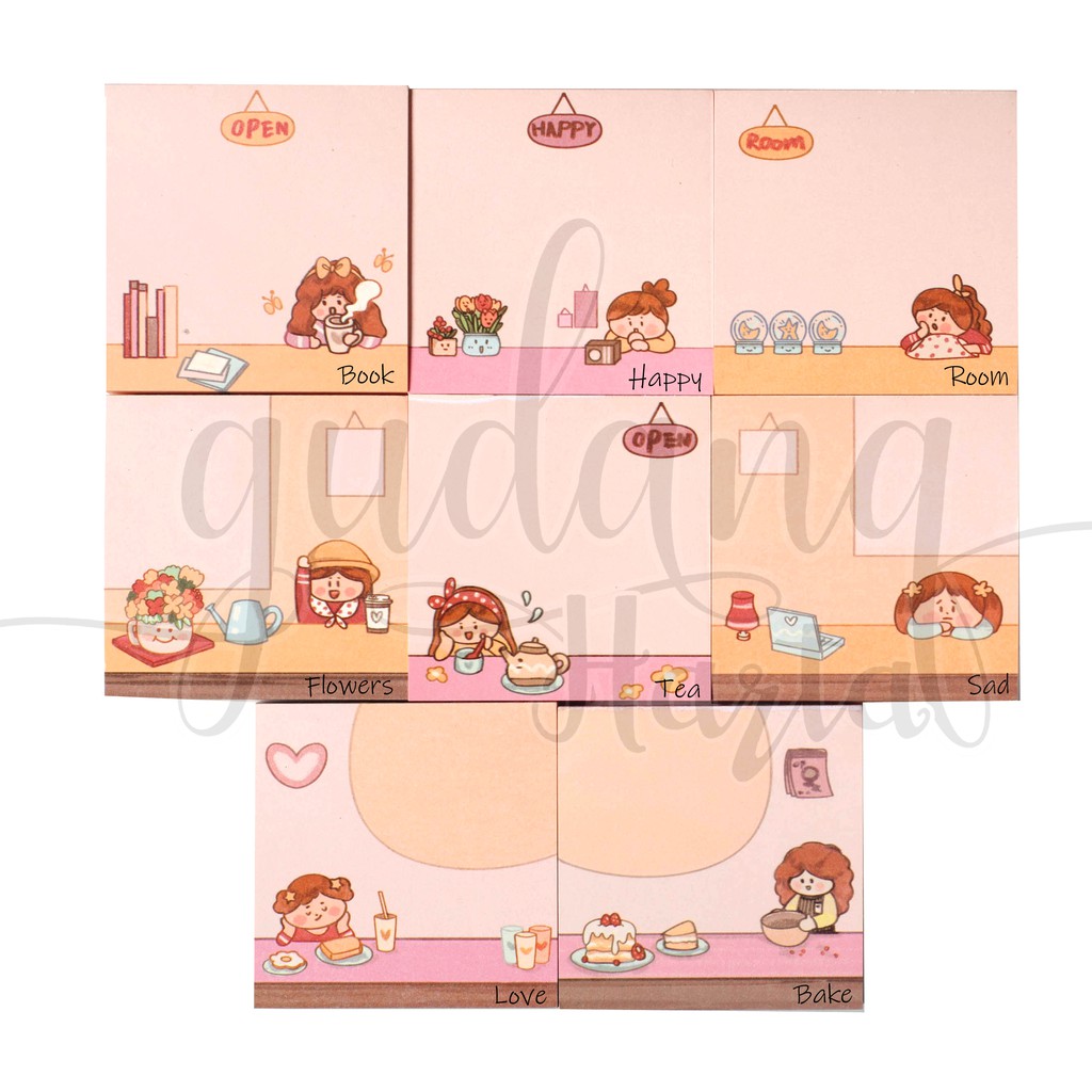 Memo Brown Girl Simple Notes Lucu Memo DIY Scrapbook GH 301397