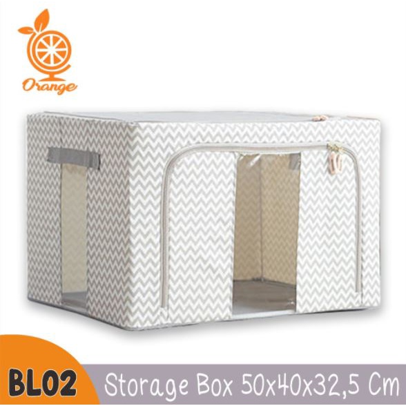 WHI Kotak Penyimpanan Multifungsi Organizer Serbaguna Storage Box 66L Double Zipper Frame Baja Large Besar Multifungsi Termurah