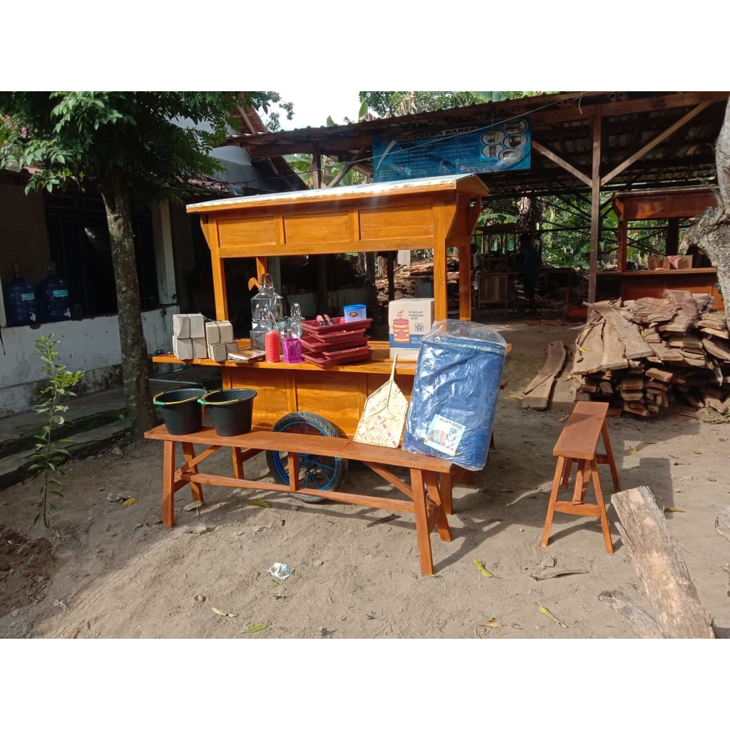 Gerobak Angkringan Kayu Jati Asli