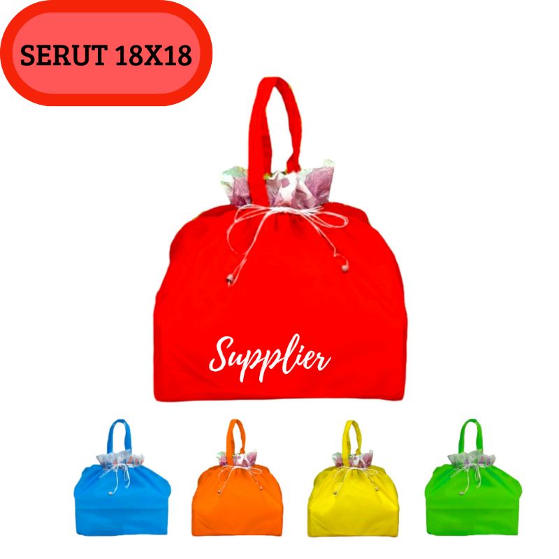 

tas serut hajatan 18x18 kotak nasi/ tas kotak dus (12pcs)