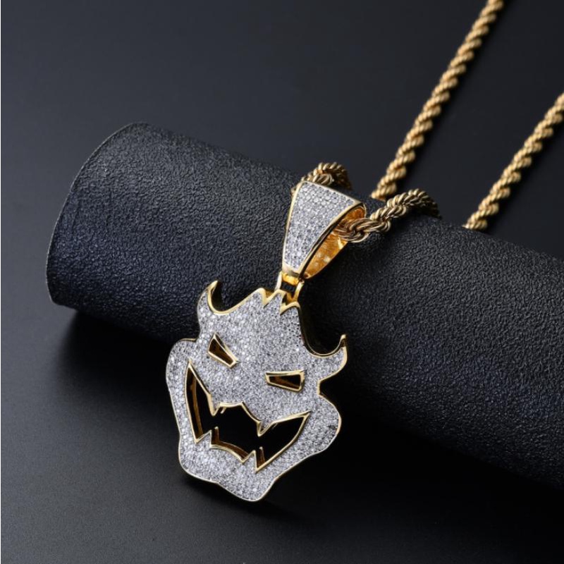 Kalung Rantai Liontin Topeng monster vampire Aksen zircon Gaya hip hop Eropa / Amerika Untuk Wanita