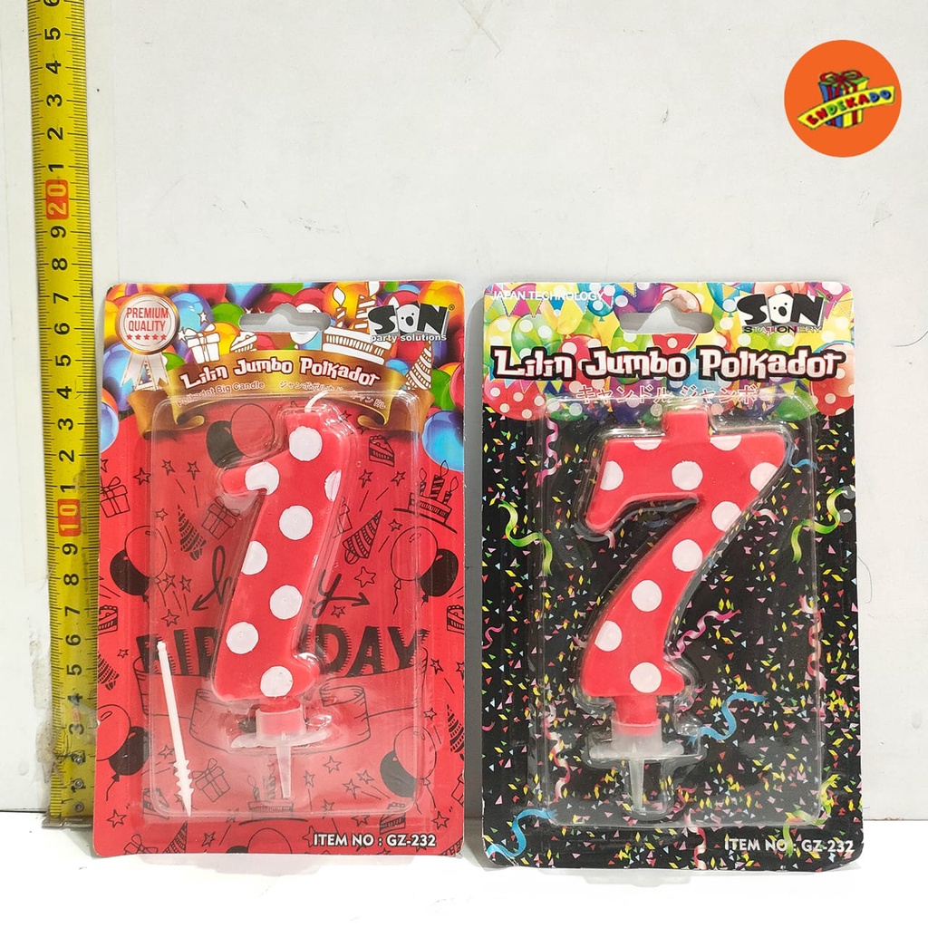MAKASSAR! LILIN ULANG TAHUN ANGKA POLKADOT JUMBO - Perlengkapan Pesta