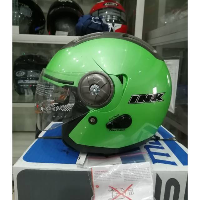 HELM INK STILLO APPLE GREEN DOUBLE VISOR HELM TOURING CEWEK RETRO INK STILLO DOBEL VISOR INK ORI SNI