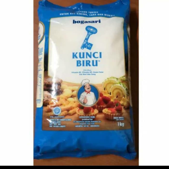 

Tepung Terigu Kunci Biru 1kg Premium Protein Rendah Bogasari