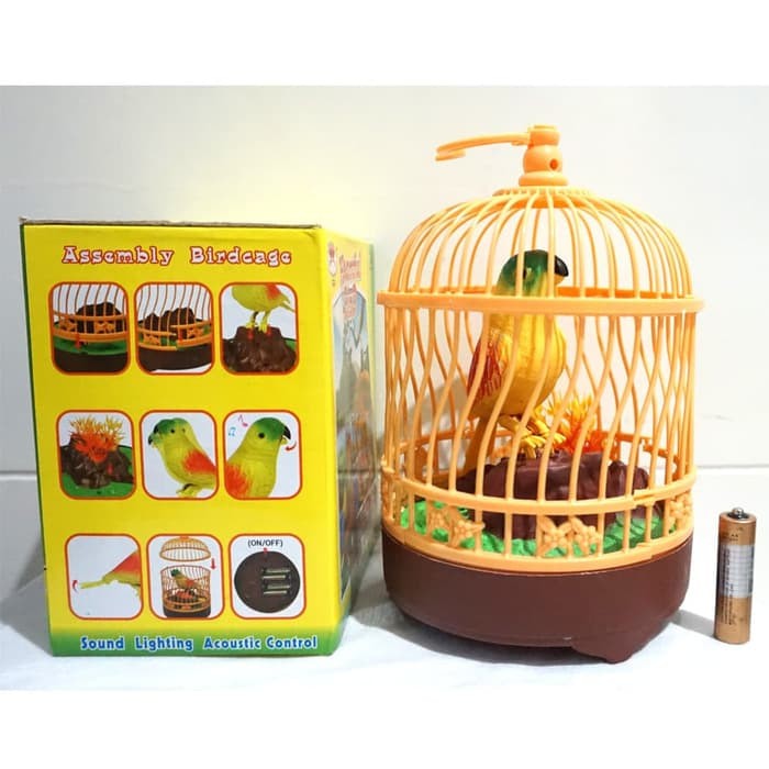 Mainan Burung Sangkar  voice control Birdcage  mainan burung sangkar suara dan nlampu  FU1138/228-2a