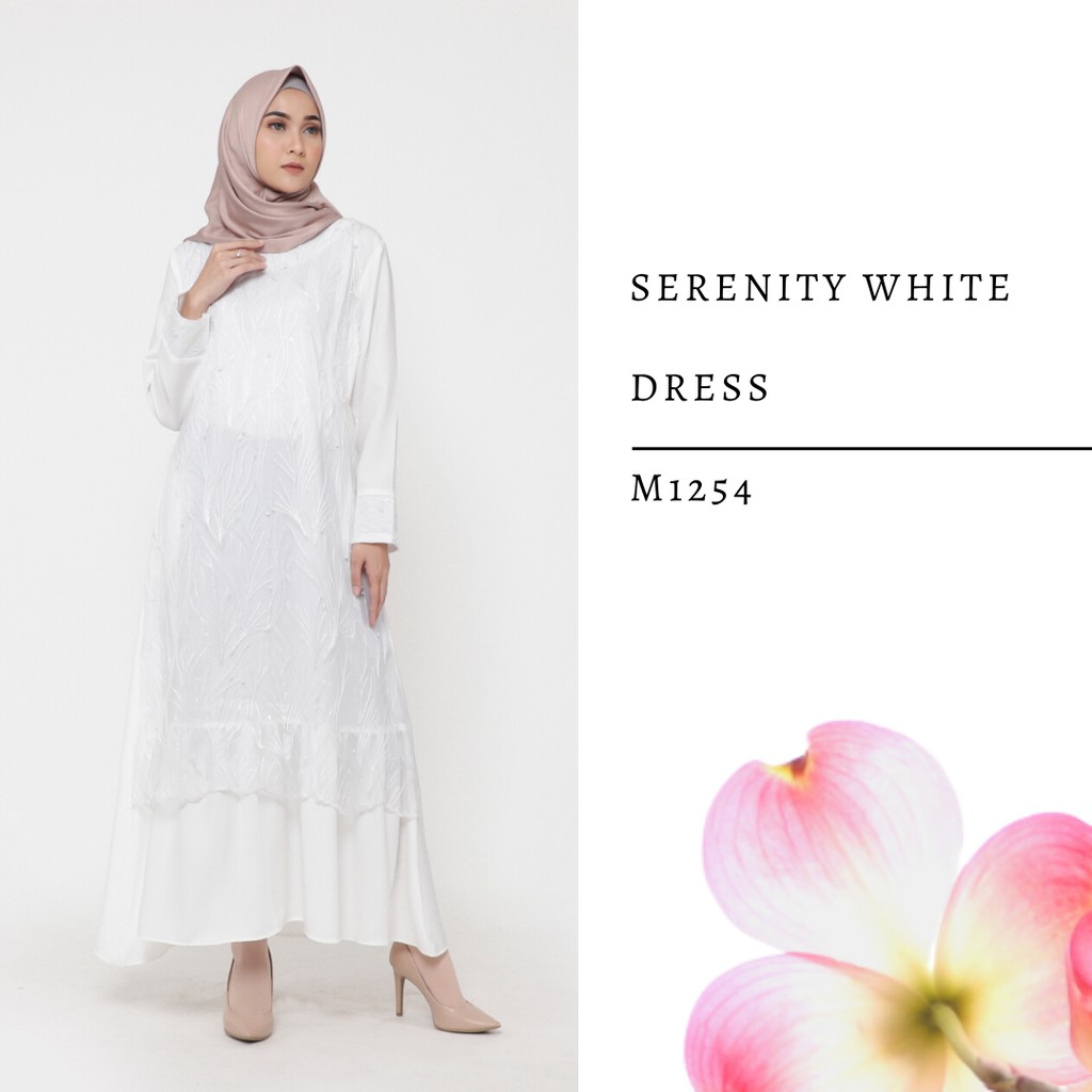 DRESS PESTA LAPIS BROKAT PUTIH GAMIS KONDANGAN SERENITY M1254