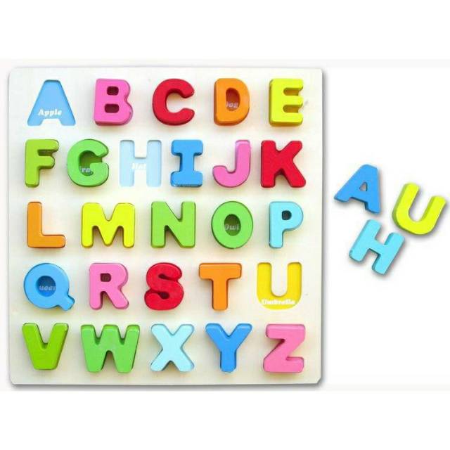 PUZZLE KAYU CHUNKY 3D RAINBOW LETTER / Mainan Puzzle Timbul Pastel Premium