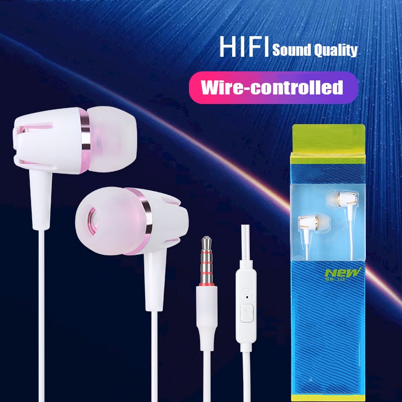 3.5mm Kabel Dengan Mic Musik Call Accessorie HiFi Suara Kawat-Terkontrol In-ear Earphone Universal Untuk Ponsel Android PC Peredam Suara Stereo