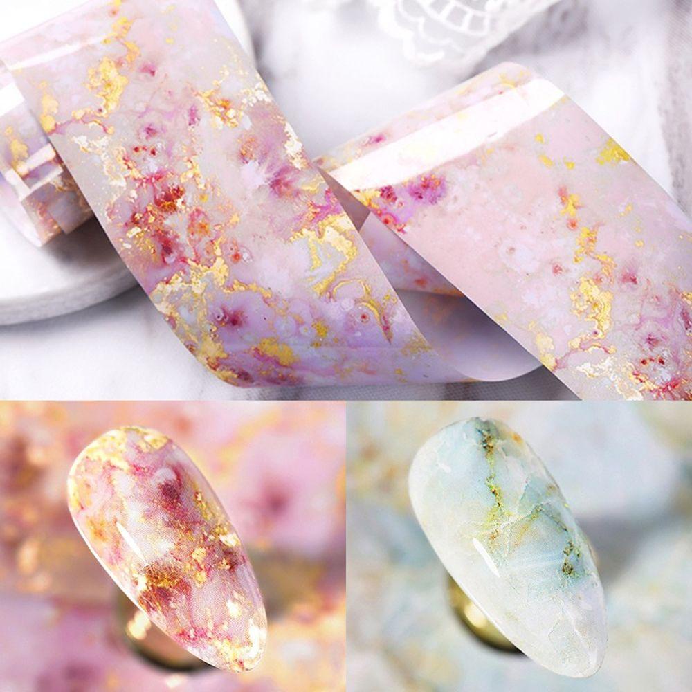 MXBEAUTY Kertas Transfer Nail Art Gadis Korea Tortoiseshell Amber Nail Art Dekorasi Cellophane Paper DIY Nail Decals