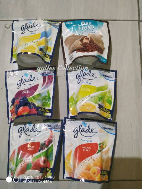 Glade pengharum ruangan dan &amp; mobil gantung aroma kopi lemon apel beri peach jeruk