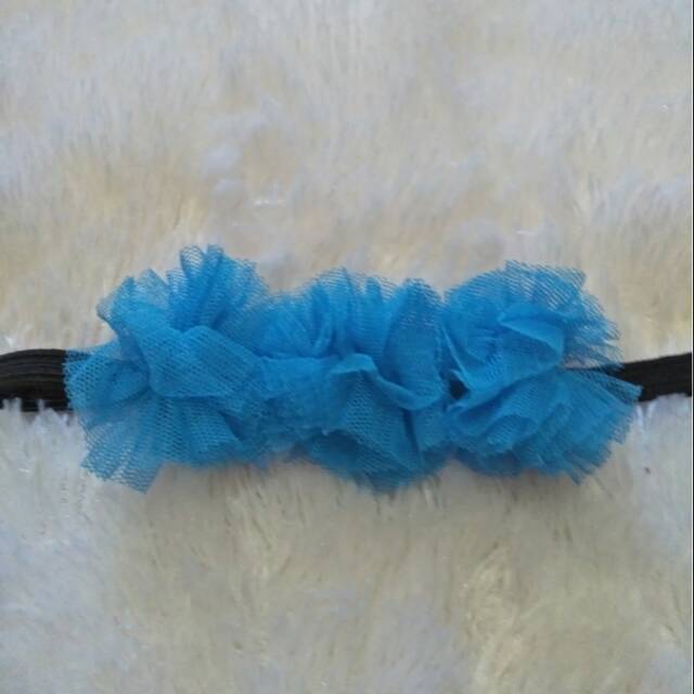 Bandana pompom biru turkis