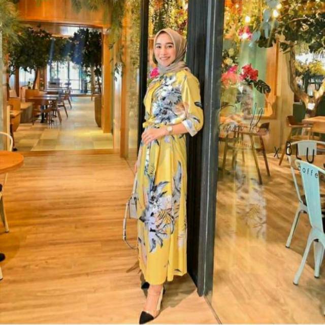 Zara Midi original by RX Gamis busui corak bunga premium flower dress maxi