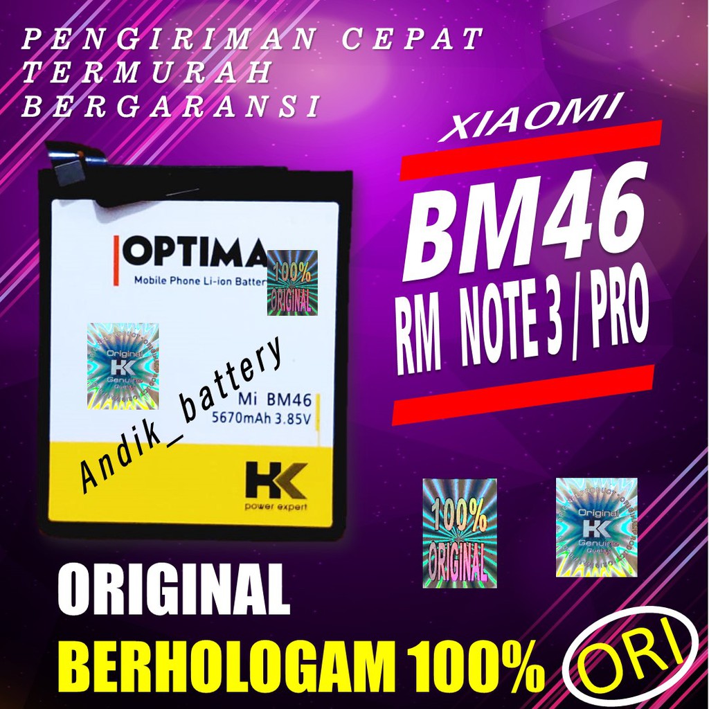 HK BM46 BATERAI XIAOMI / REDMI NT 3 / PRO BM 46 DOBEL POWER HK