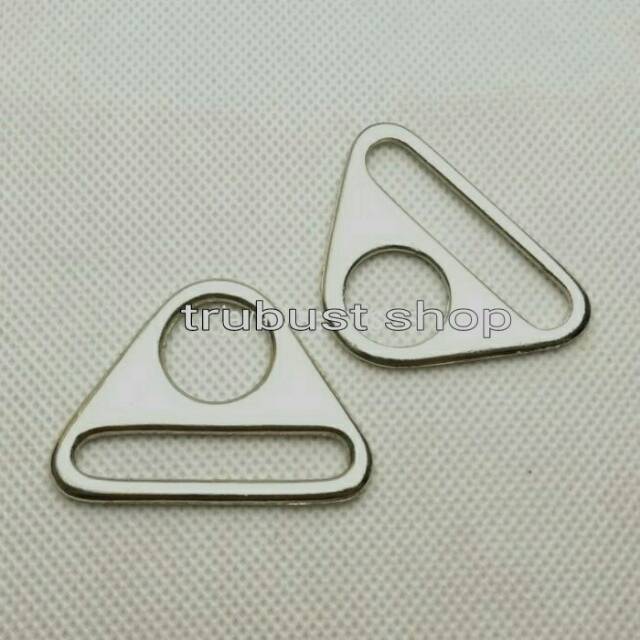 Ring D besi ring segi tiga nikel ukuran 3.8cm jual per 12pc murah