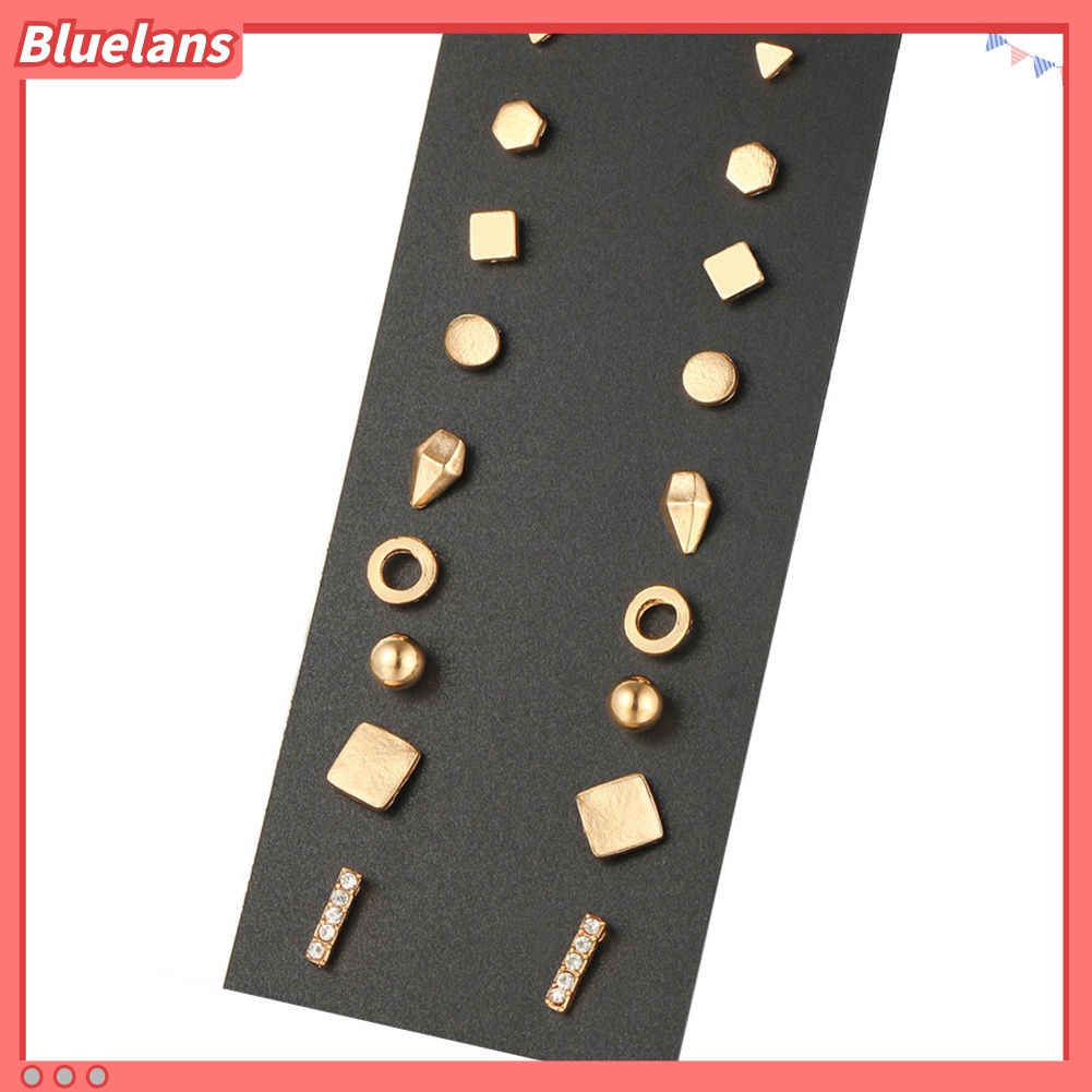 Bluelans 9 Pairs Women Fashion Punk Square Triangle Round Geometric Stud Earrings Set